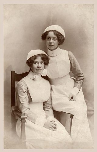 Cabinet portrait of nurses by Mark Cross, Borough Studios, Dewsbury, Yorkshire, England.